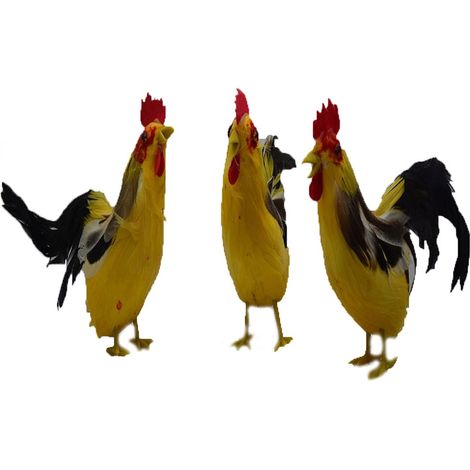 Gallo gallina di pasqua decorazioni pasquali arredo casa idea regalo addobbi negozio vetrina 13cm set da 3 (1/5)