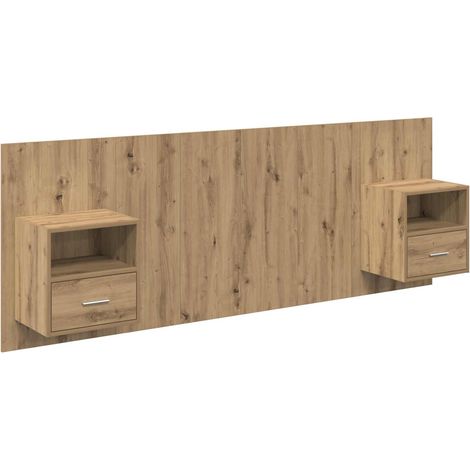 Tête de lit avec armoire avec tiroir 3 pcs Chêne artisanal vidaXL