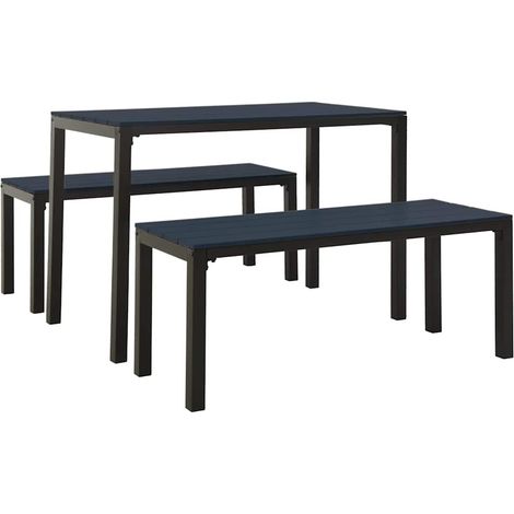 vidaXL Set da Pranzo da Giardino 3 pz in Acciaio e WPC Nero (1/5)