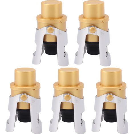wiederverwendbare Champagnerverschlüsse aus goldfarbenem Edelstahl – 5er-Set – Flaschenverschluss (1/5)