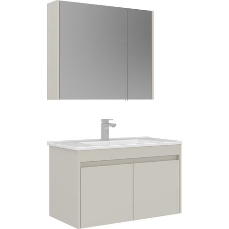 Waschtisch-Set mit Spiegel (2-teilig) "Arno 85" – 85 x 45 x 52 cm – Cashmere (1/3)