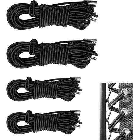 4 Pièces Corde remplacement transat, 2 longs 2.25m et 2 courts 1.5m, élastique latex, pour chaise longue, fauteuil relax, jardin