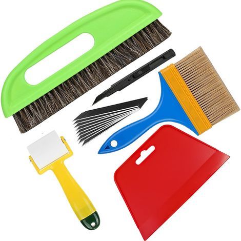 CSPARKV Wallpaper Installation Kit, Wallpaper Film Tools, Car Window, Vinyl Tile, with Smoothing Brushes, Paste Brush, Roller, Film Squeegee, Universal Knife and Blades
