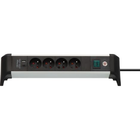 Multiprise avec 4 Prises et USB C PD 30W et USB A 18W, Multiprise idéale pour Le Bureau, câble de 1,8m, avec Interrupteur