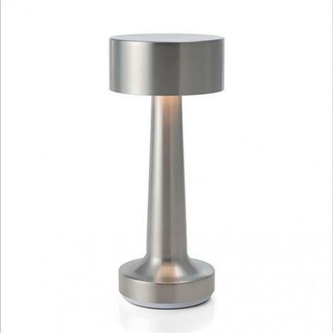 Lampe de table vintage rechargeable intensité variable sans fil écran tactile veilleuse hauteur 22 cm couleur argent (1/5)