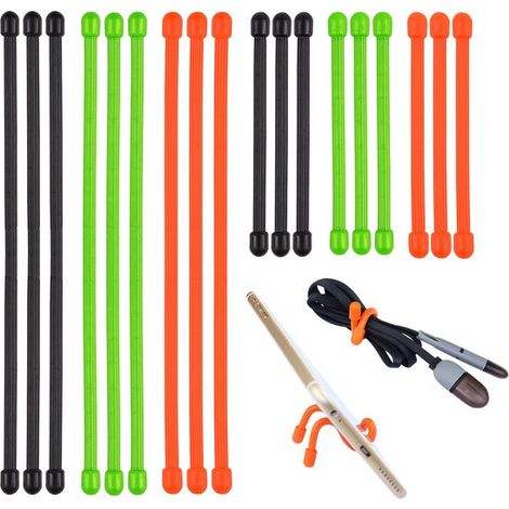 Bridas para cables, 18 piezas, Organizador de cables, Reutilizables, 7,6 cm y 15 cm, Flexibles, Clips para cables, Gestión de cables (1/5)