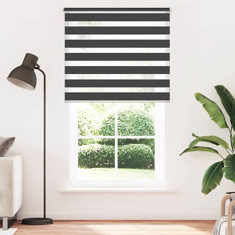 vidaXL Estor Zebra 120,9x230 cm Tejido Ancho 116,7 cm Negro (1/5)