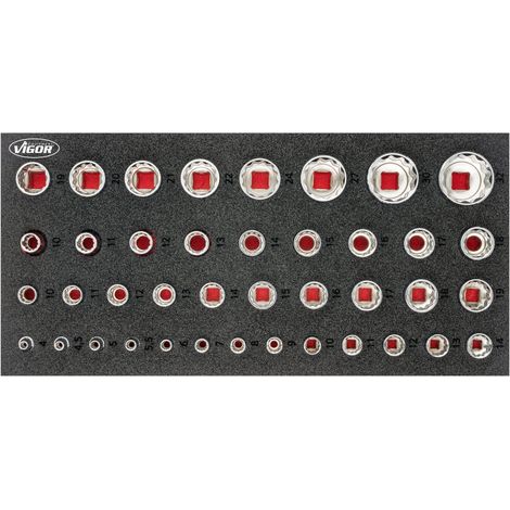 VIGOR Doppelsechskant-Steckschlüssel Satz, V7520, 42-teilig, 4 – 32 mm (1/4)