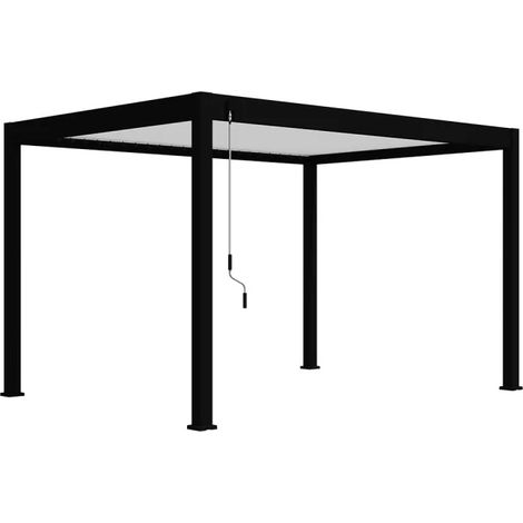 Pergola bioclimatique Ombréa autoportante VS - 3x4M Noir + 1 store 4M blanc (1/5)