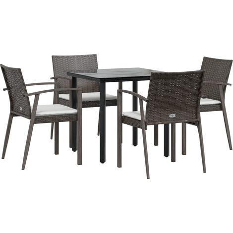 Set Pranzo da Giardino 5pz con Cuscini in Polyrattan e Acciaio vidaXL (1/4)