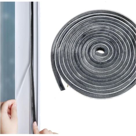 9mm(W) x 5mm(D) x 6M(L) Joint Brosse Gris, Joint Brosse Porte Coulissante, Anti-poussière, Anti-vent, Réduction du Bruit, Joint Pour Fenetre Coulissante Pour Portes, Fenêtres, Matériel (1/5)