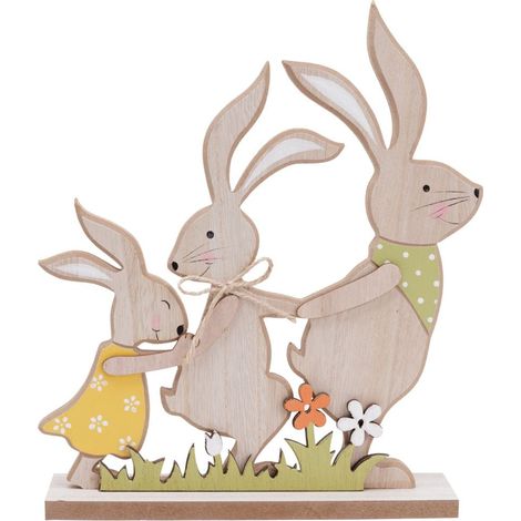 TrendLine Dekofigur Osterhasen 25 x 21,5 cm braun grün gelb Osterdeko Hasendeko (1/2)