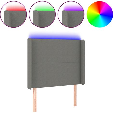 Testiera Testata del letto a LED Grigio Scuro 83x16x118/128 cm in Tessuto (1/4)