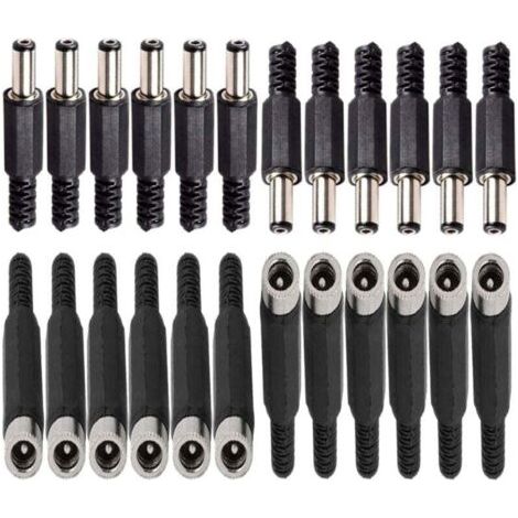 12 Pcs connecteurs DC Montage Panneau Prise 2,1mm x 5,5 mm/2,5mm x 5,5 mm,12 Prise connecteur Femelle 5,5 mm x 2,5 mm /2,1mm x 5,5 mm (1/3)