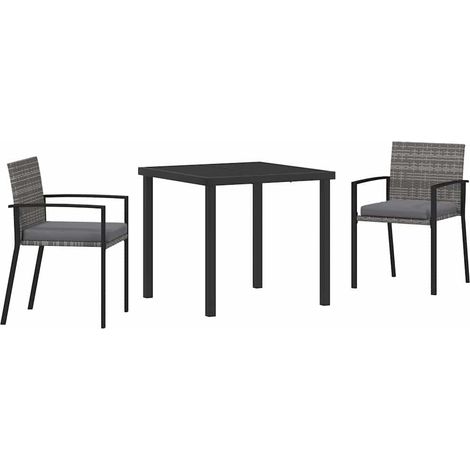 Garden Dining Set 3 pcs Grey Powder-Coated Steel vidaXL (1/5)