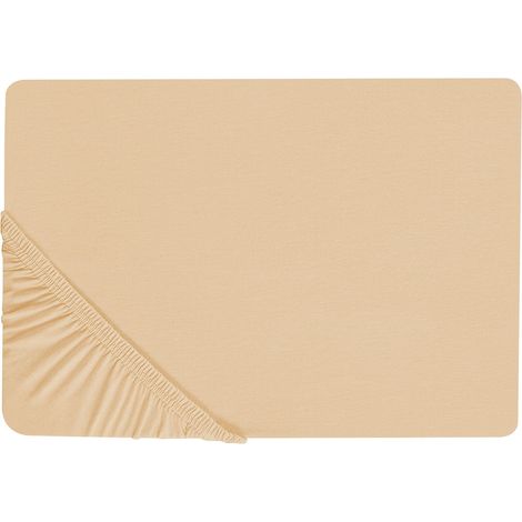 Spannbettlaken JANBU Baumwolle 140 x 200 cm Sandbeige