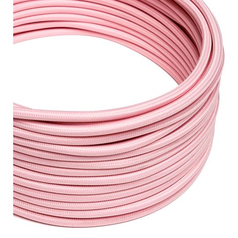 Creative-Cables Cavo elettrico rivestito in tessuto, Rosa Baby RM16, Sezione 2 x 0,75 mm², Lunghezza 1 m, Rotondo effetto seta
