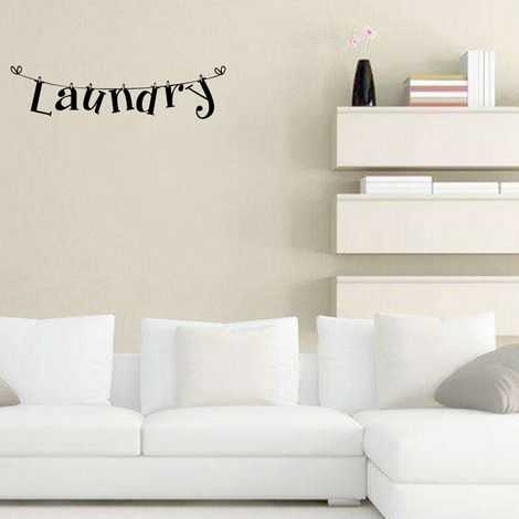 1 Pièce Autocollant Mural PVC Noir Citation Blanchisserie Vinyle Décoratif Mural Maison Pièce Amovible Réutilisable