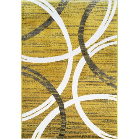 UNDERGOOD ARCHY - Tapis effet laineux motifs arches jaune et gris 160x230 (1/5)