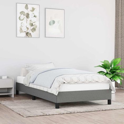 Estructura de cama sin colchón tela gris oscuro 90x200 cm (1/5)