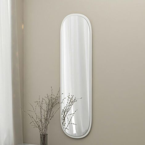 Miroir d'entrée blanc ovale 117 cm - style moderne CODY (1/5)