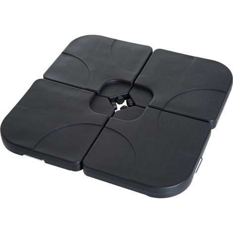 Pesos rellenables con agua o arena HDPE para sombrillas base cruzada 50x50x7.5 cm Negro 4 unidades