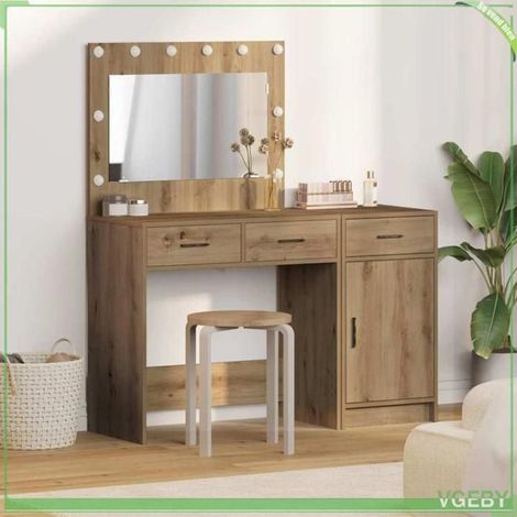 Table de maquillage - 3334235 - Marron - Bois d'ingénierie - LED intégrées (1/5)