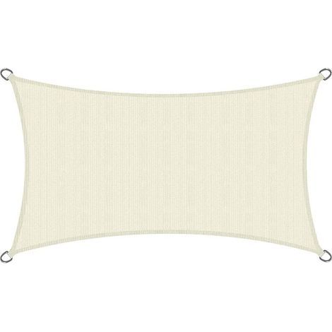 Sonnensegel 300 x 200 cm – Atmungsaktives HDPE-Gewebe – Creme – Rechteckiges Sonnensegel – Terrassensegeltuch mit UV-Schutz (1/5)