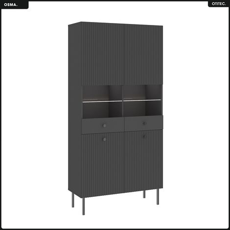 Armoire vitrine - H.193 x L.91 x P.42 - OSMA - NOIR (1/5)