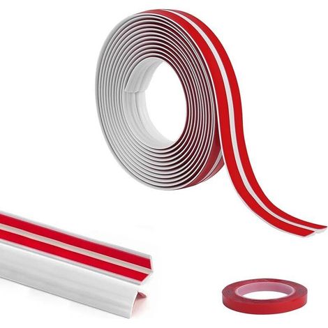 Plinthe Souple Autoadhésive PVC 20 mm, 3M Plinthe Adhesive Pliable,Bande d'étanchéité Flexible, Etanche, Décorative, Corniere PVC Autocollante pour Cuisine et salle de bain (1/5)