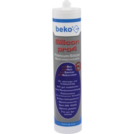 BEKO PRO4 CARTOUCHE DE SILICONE D'ÉTANCHÉITÉ 310 ML 310 ML TRANSPARENT SILICON PRO4 TRANSP. 310ML (1/2)