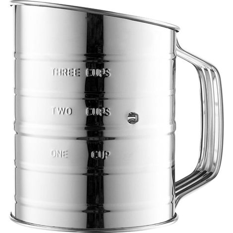 Tamis À Farine Manuel - 3 Tasses - Acier Inoxydable 410 Et 201 - Manivelle Rotative Avec Agitateur Double Fil - Pour Pâtisserie Et Cuisson (1/5)