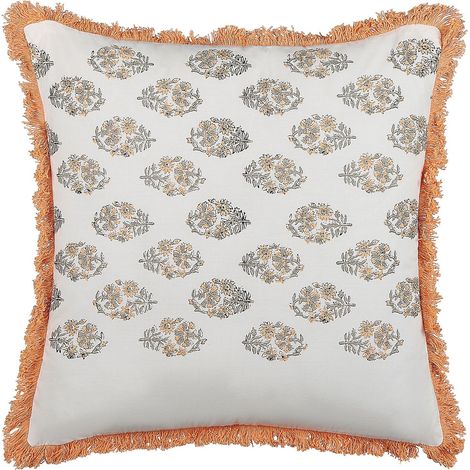 Throw Cushion SATIVUS Cotton 45 x 45 cm Orange Floral Pattern
