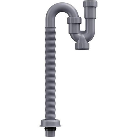 Siphon en U - siphon d'évier, ensemble de vidange de lavabo de salle de bain, avec tuyau d'évacuation flexible et extensible, adapté aux siphons d'évier d'un diamètre intérieur de 32 mm (1/4)