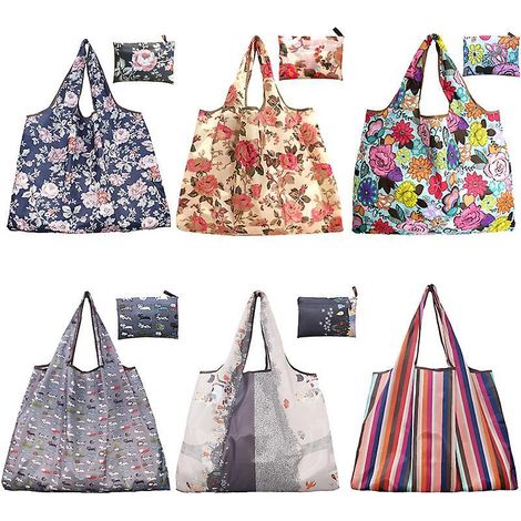 lot De 2 Sacs Provisions Rutilisables,motif Alatoire, Lavables Et Respectueux De L'environnement, En Nylon Pliable, Grande Pochette Pour Courses, (1/5)