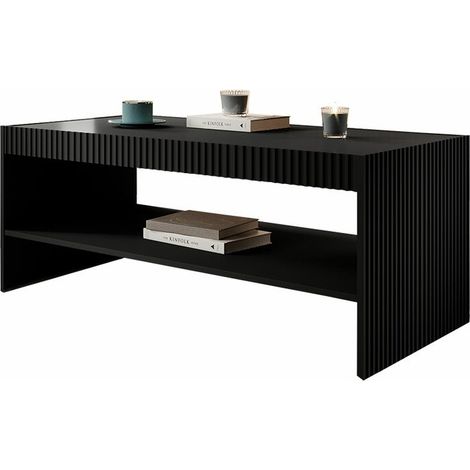 Mesa de centro Dicto, Negro, 50x57x120cm, Diámetro: 0, MDF, Aglomerado laminado, Angular