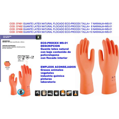 Gant en latex naturel floqué Eco-Proccex, taille 10, orange