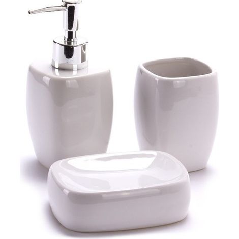 Set de 3 accesorios de baño Cerámica CLASSIC Blanco MSV