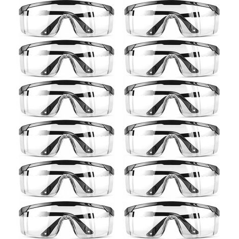 EASYCOMFORT Lunettes de Protection Sécurité Réglables Anti Rayures Verres Transparents Bleues pour Travail Construction Bricolage Laboratoire Soudage (Lot de 12) (1/5)