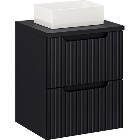 Waschtisch 50cm, in schwarz, gerillte Front, NEWPORT-56-BLACK (1/5)