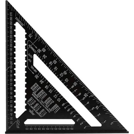 Professional Metric Triangle Square, 30cm High Precision Carpenter Square, Aluminum Alloy Carpentry Angle Ruler Woodworking Measuring Tool Speed Square Black (1/5)