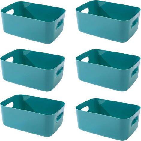 Boite Rangement Plastique,Boite de Rangement,Paniers et Boîtes de Rangement avec Poignées,Bac de Rangement Pour Cuisine,salle de bains,Bureau (Vertes, 20×14.7×7cm/6 Pack) (1/5)