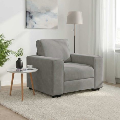 vidaXL Sillón sofá gris claro 100x77x82 cm terciopelo (1/5)