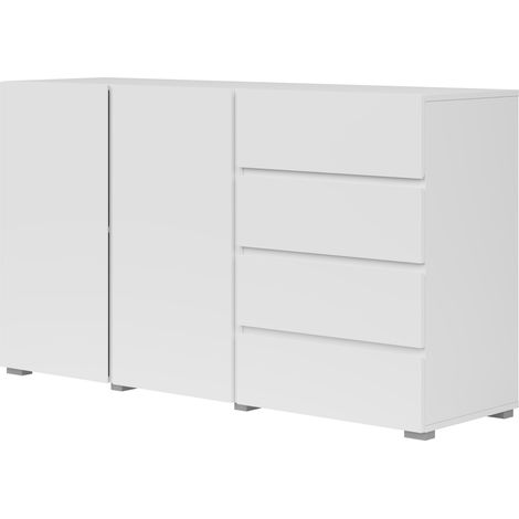 Cómoda Elbleve 101, Blanco, Con cajones y puertas, Número de cajones: 0, 78x138x40cm