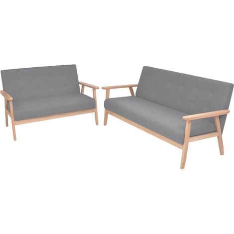 Set di Divani 2 pz in Tessuto Grigio Chiaro vidaXL (1/5)