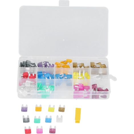 Lot de 140 mini fusibles à lames assortis pour voiture, bateau, camion, moto et véhicule. (1/5)