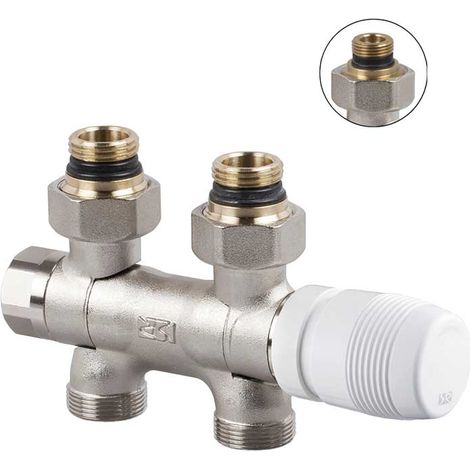 "GRUPPO VALVOLA TERMOSTATIZZABILE E DETENTORE PER MONO/BITUBO RAME E MULTISTRATO 1/2"""" - 24x19"