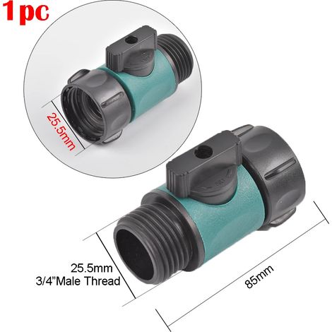 (D-Chine continentale) Vanne en plastique avec raccord rapide, filetage femelle 3/4", filetage mâle 3/4", adaptateur pour tuyau d'arrosage de jardin et d'agriculture, interrupteur de rallonge (1/5)