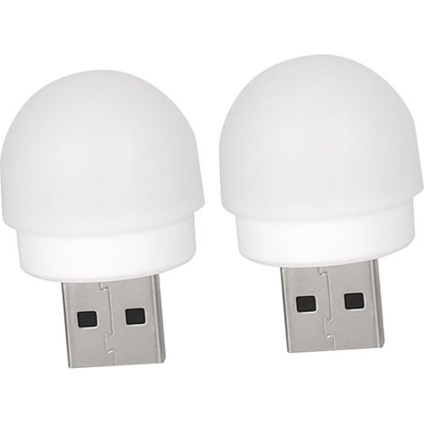 Mini Veilleuse USB Blanche 1w pour Chambre, Lampe de Chevet Portable en Plastique Abs Lumière Chaude 3000k, Facile à Utiliser, Lot de 2 Pièces (1/5)