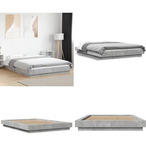 Bettgestell Betongrau 120x190 cm Holzwerkstoff - Beton Grau - Holzrahmen - Lattenrost - Single Bett - Doppelbett - Home & Living (1/5)